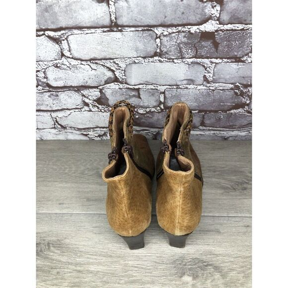 CHIARINI Tan Brown Green Suede Leather Double Sided Zipper Heel Booties Women 40 - Picture 4 of 16